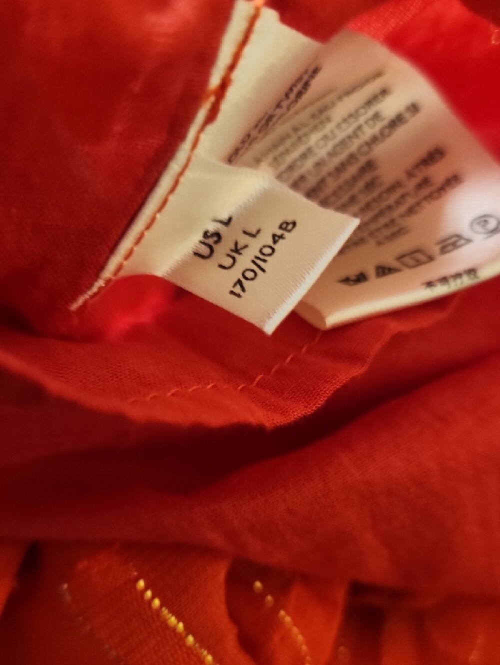 Anthropologie Red Tiered Ruffle Midi Dress with Gold Accents Size Large - Picture 11 of 12